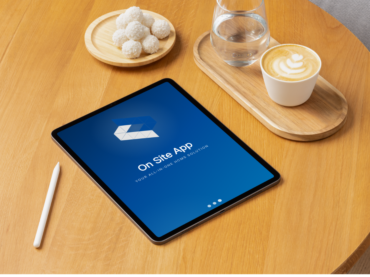 On Site App on a tablet at a workspace